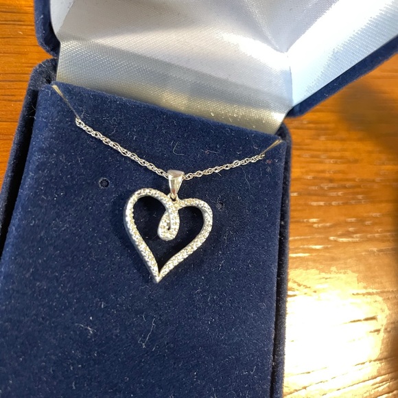 Silver & Diamond Heart Necklace - Picture 3 of 4